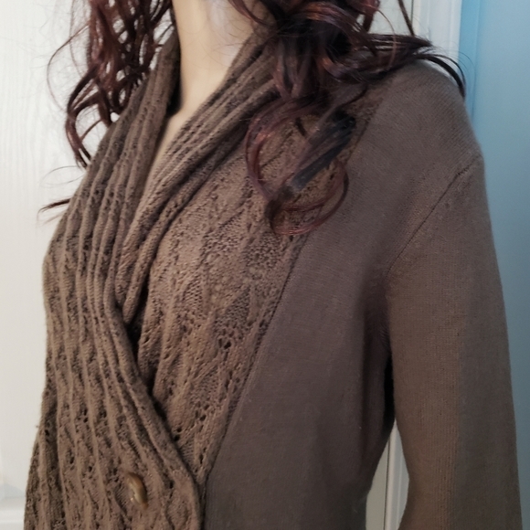 Venus Long Brown Shawl CollarSweater Small - Picture 5 of 9